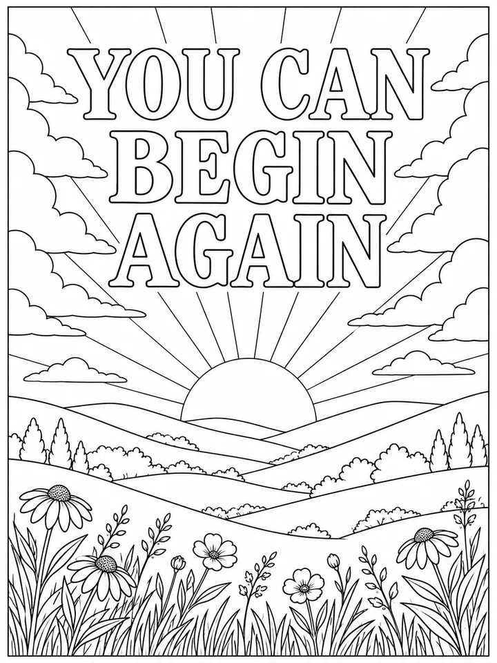 You Can Begin Again - actual coloring page