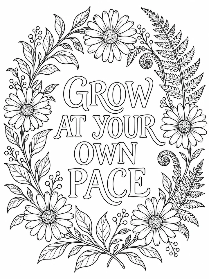 Grow at Your Own Pace - actual coloring page