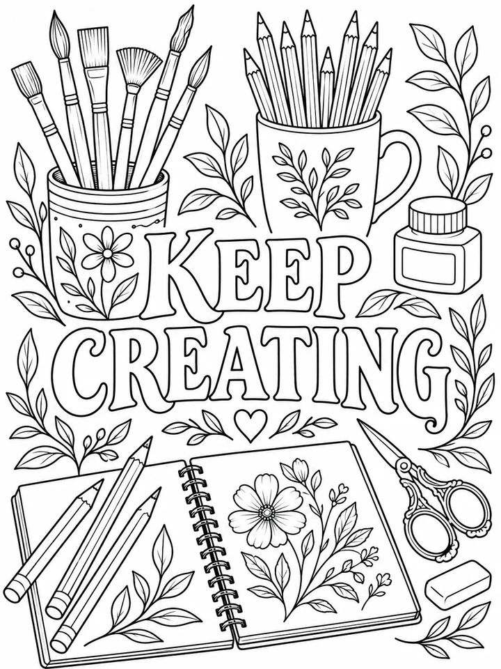 Keep Creating - actual coloring page