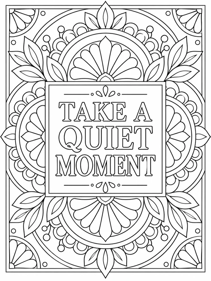 Take a Quiet Moment - actual coloring page