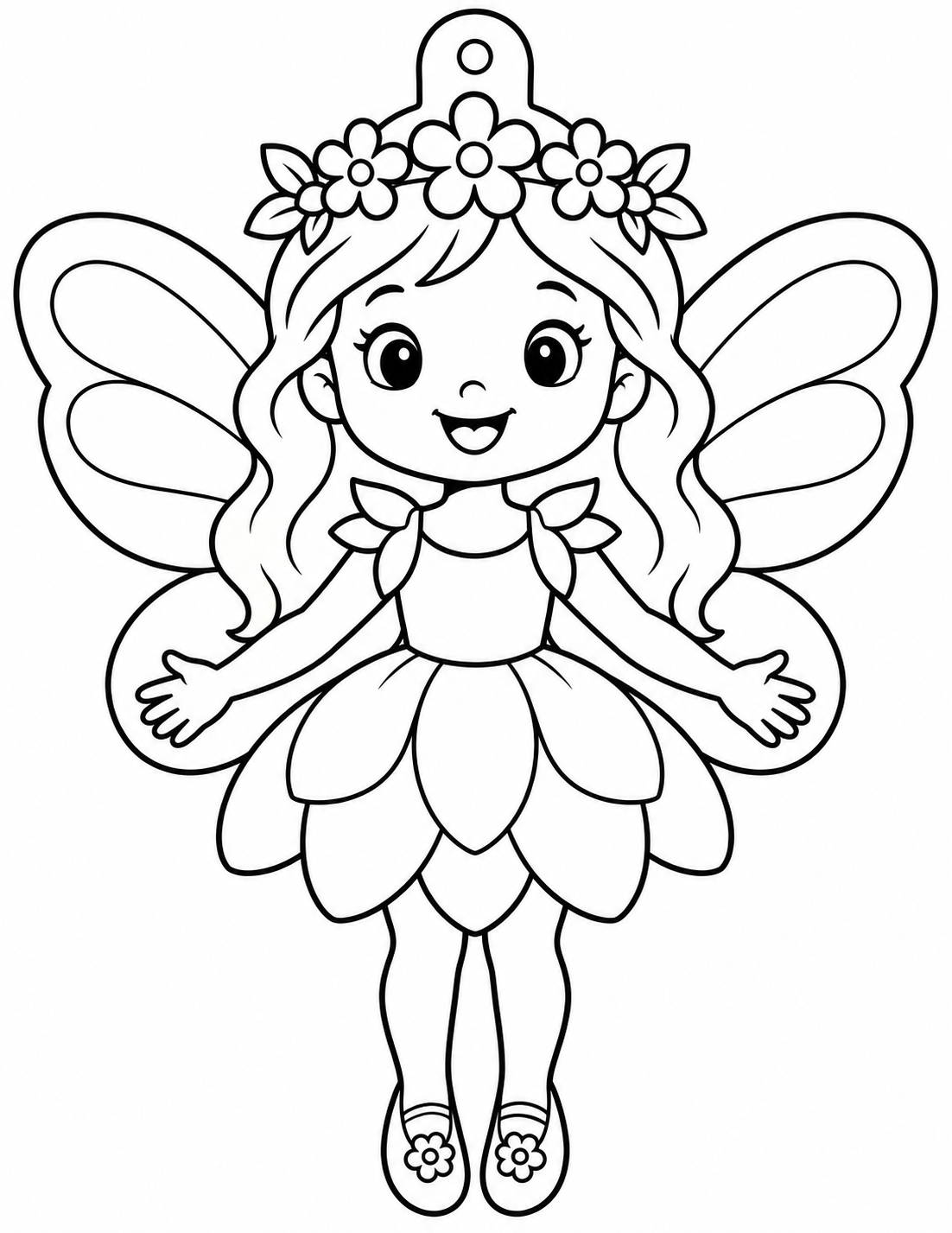 Hanging Flower Fairy printable page