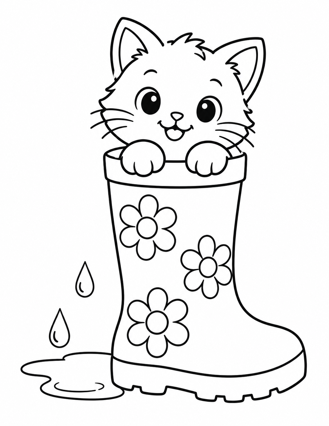 Kitten in a Rain Boot printable page