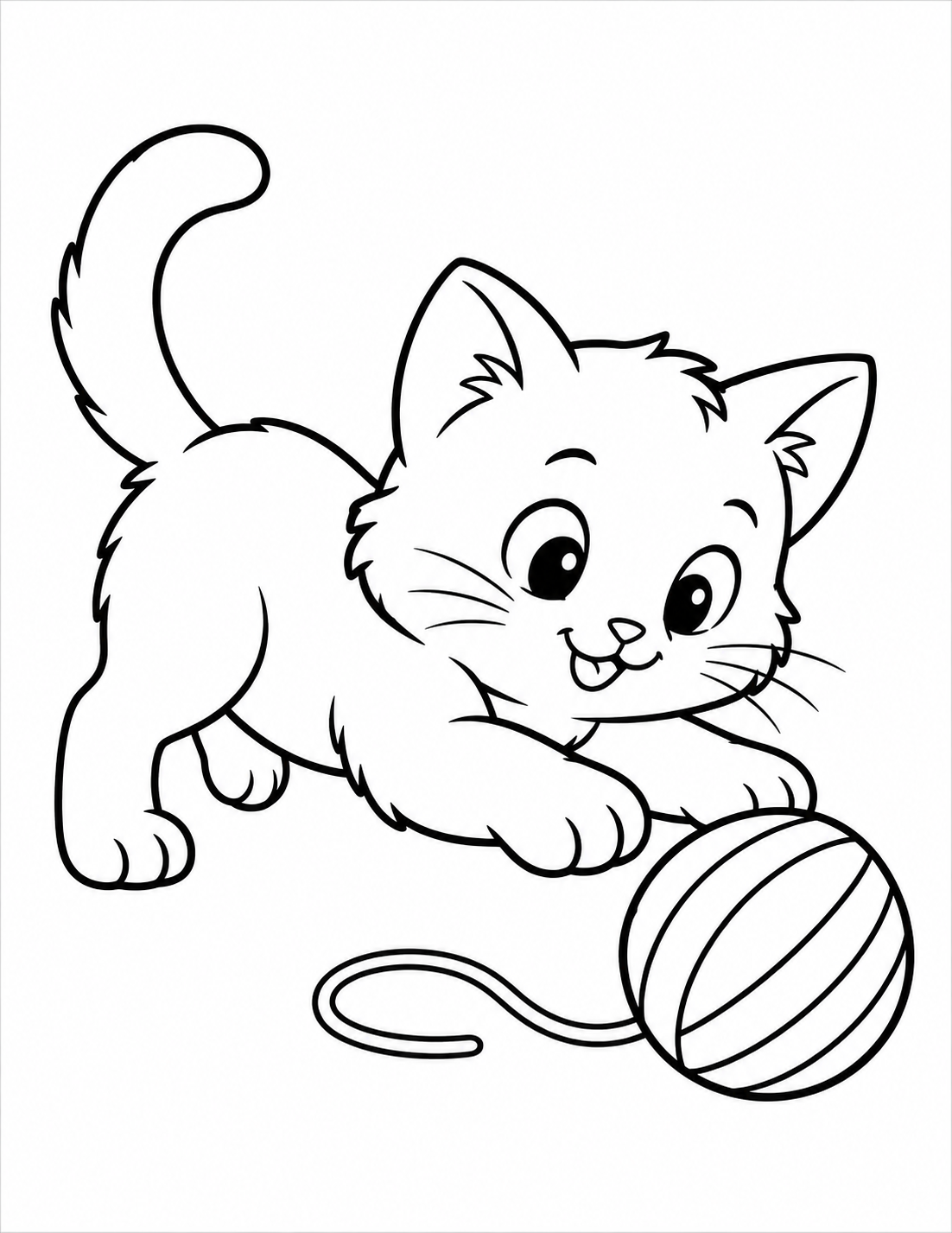 Kitten Playing with Yarn printable page