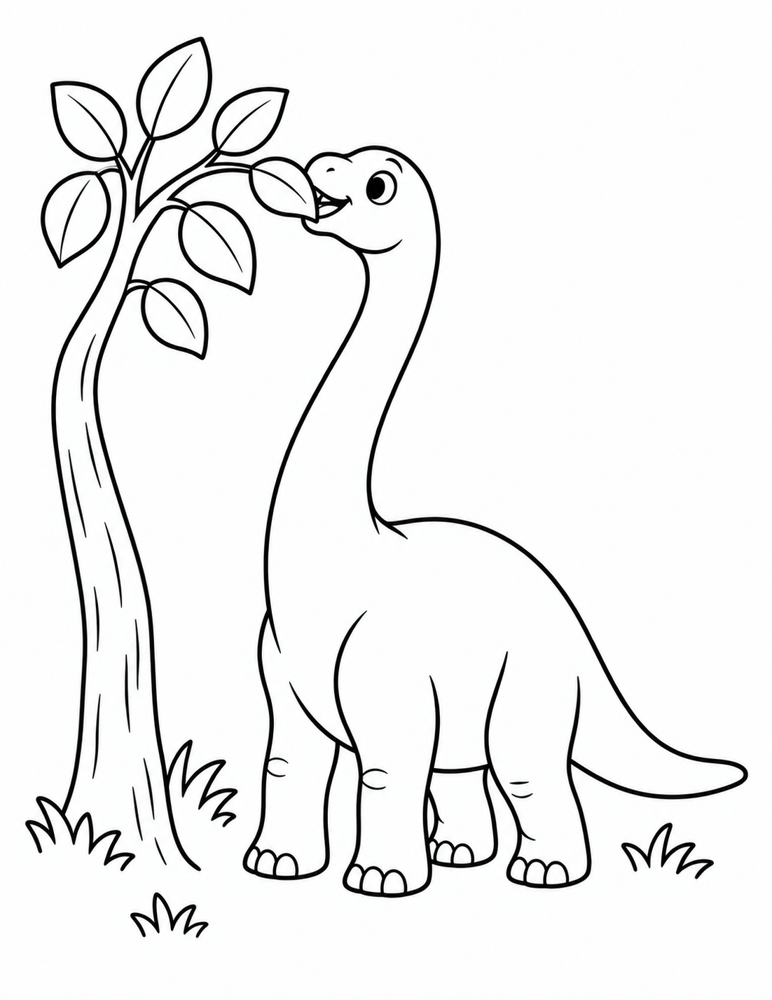 Long-Neck Dinosaur Eating Leaves printable page