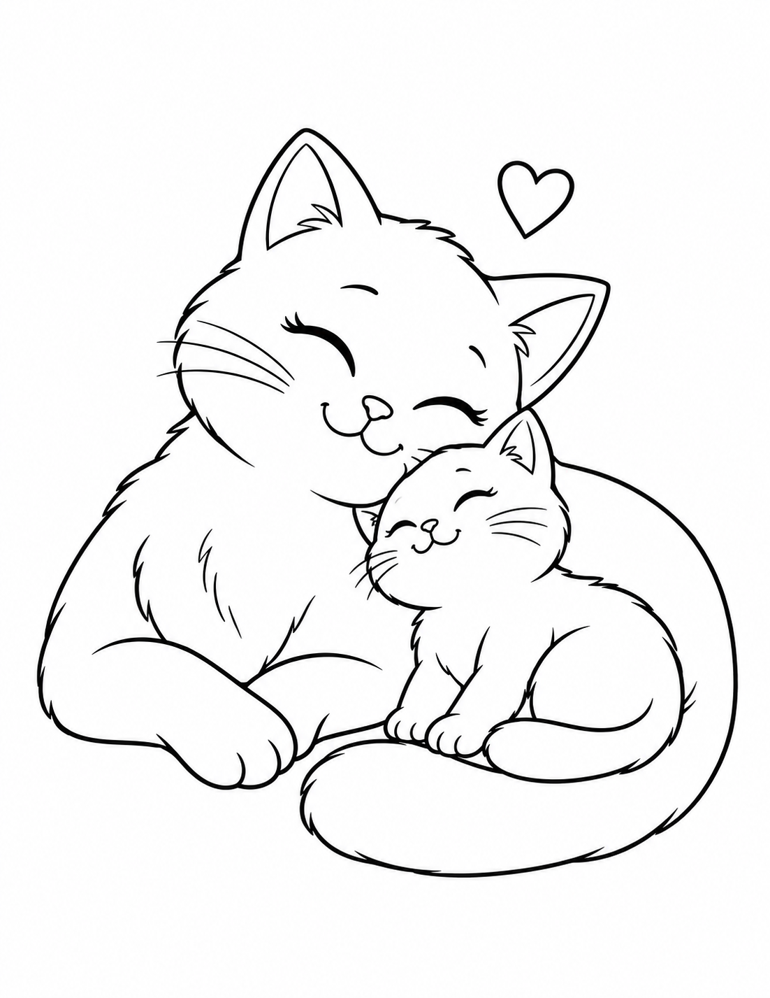 Mother Cat and Kitten printable page