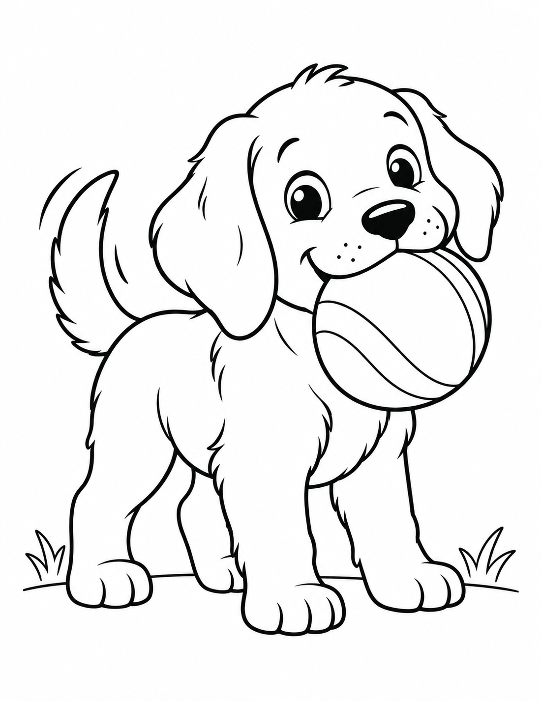 Puppy Carrying a Ball printable page