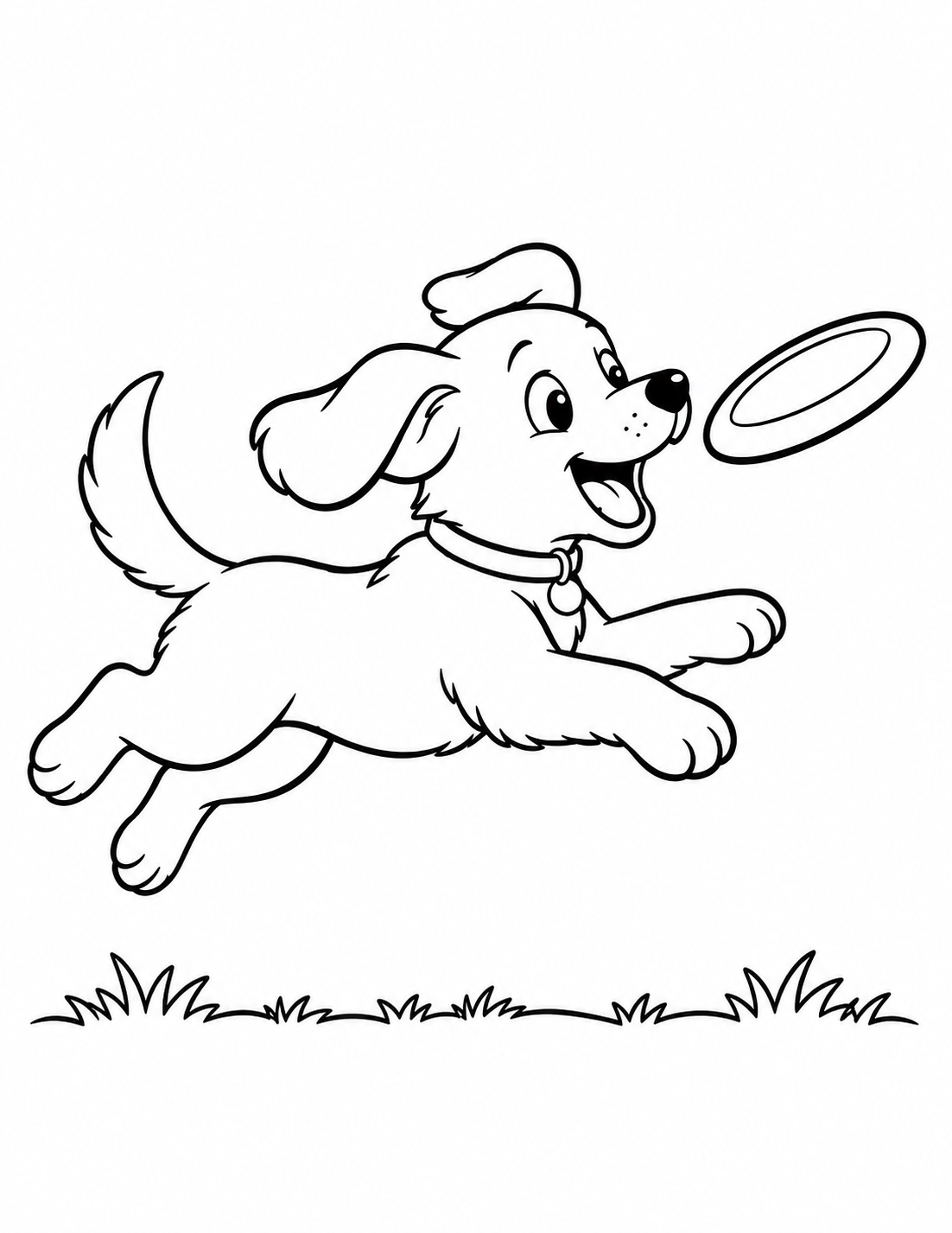 Puppy Catching a Flying Disc printable page