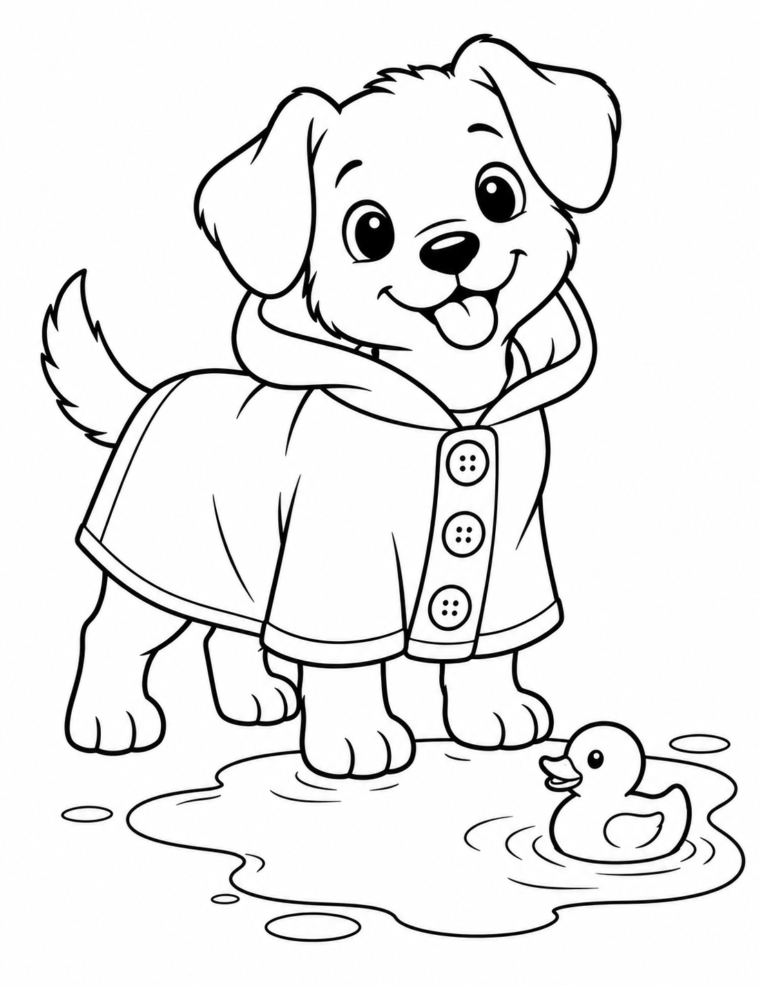 Puppy in a Raincoat printable page