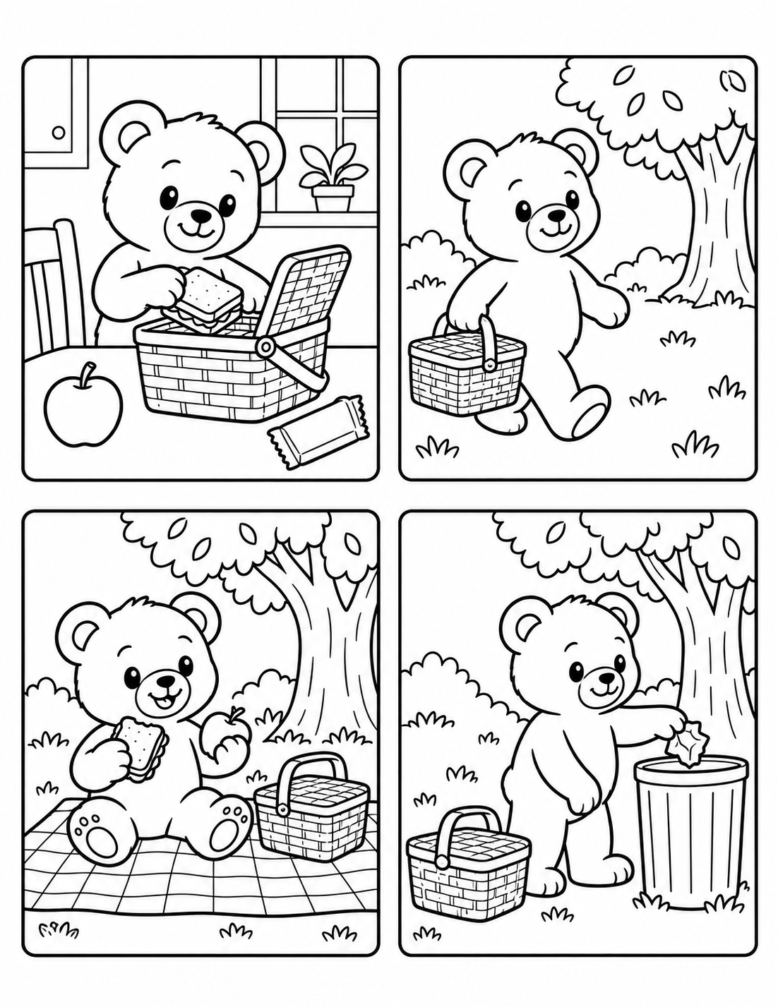 Teddy Bear Picnic Story Cards printable page