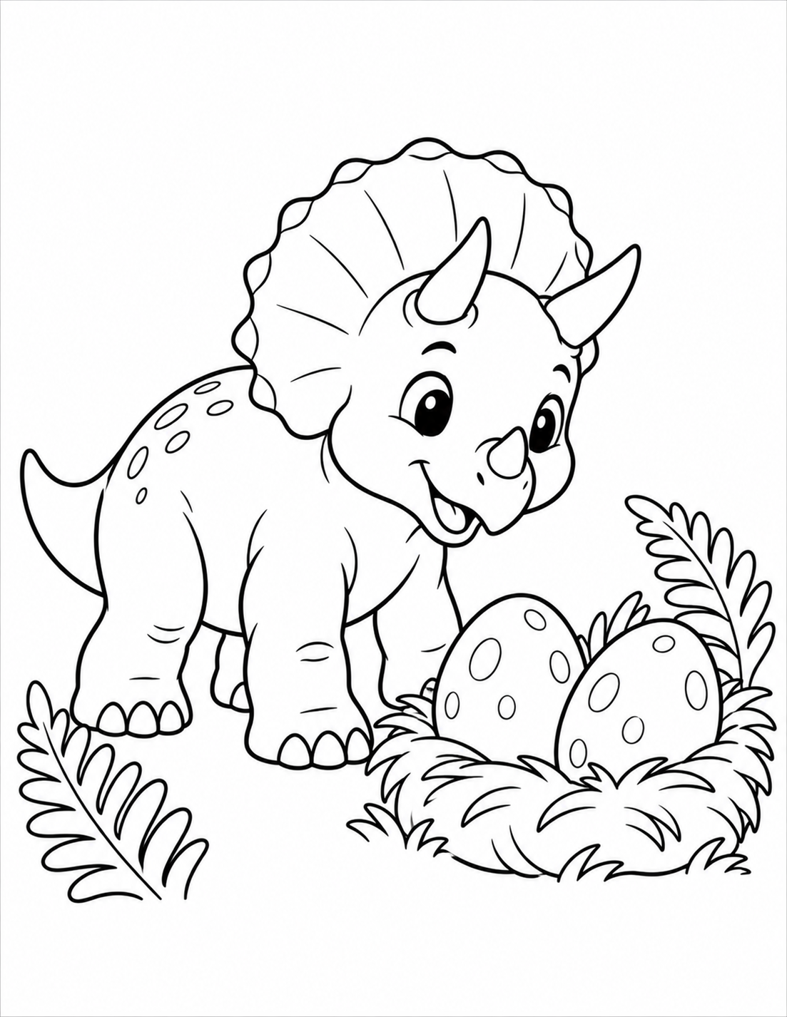 Triceratops and Dinosaur Eggs printable page