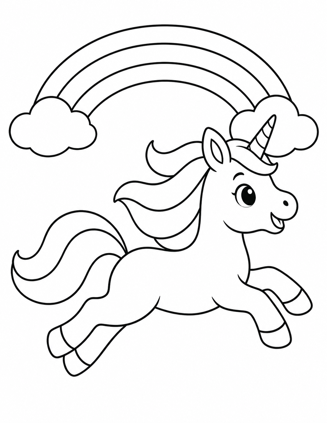 Unicorn Leaping Under a Rainbow printable page